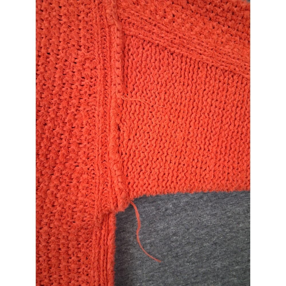 Free People Womens Sweater S Orange Knit Twist Front Crop Oversize 100% Cotton - Picture 4 of 9